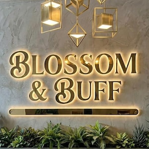 Custom 3D Metal Backlit Sign, Business Logo, Illuminated Office Sign, Salon Storefront image 1