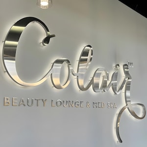 Salon Logo Sign, LED Sign, Reception Logo Sign, Backlit Metal Letters, 3D Metal Shop Sign, Custom Business Signboard, Channel Letters