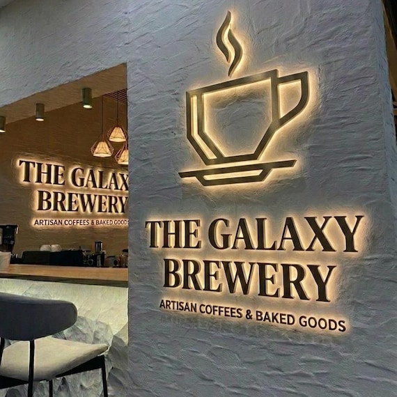 Custom Backlit Metal Sign, Salon Logo Sign, LED Reception Sign, 3D Business Signboard, Storefront Sign, Boutique Sign, Halo Lit