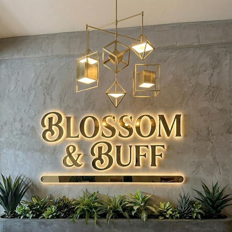 Custom 3D Metal Backlit Sign, Business Logo, Illuminated Office Sign, Salon Storefront image 1