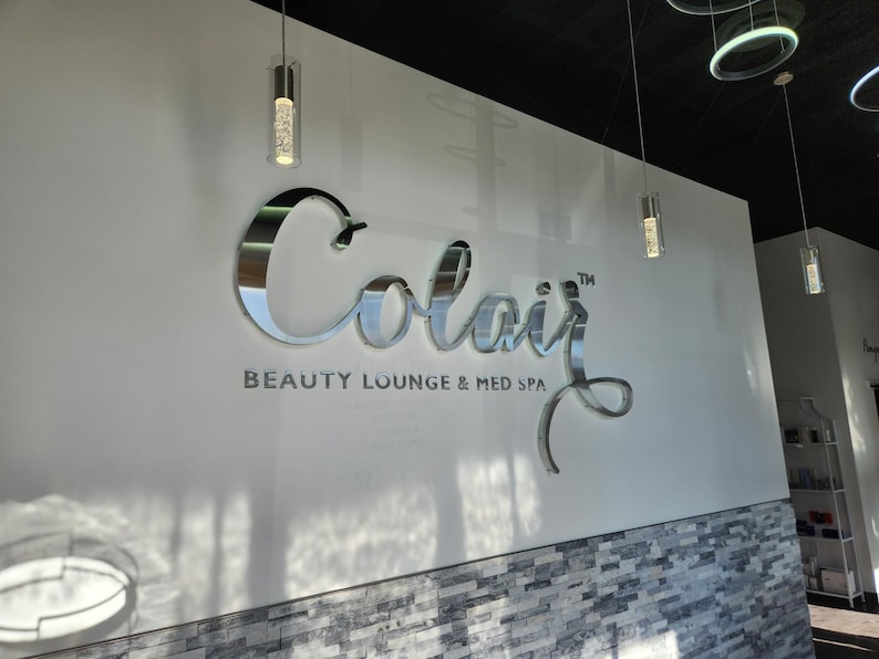 Custom Backlit Metal Sign, Salon Logo Sign, LED Reception Sign, 3D Business Signboard, Storefront Sign, Boutique Sign, Halo Lit image 7