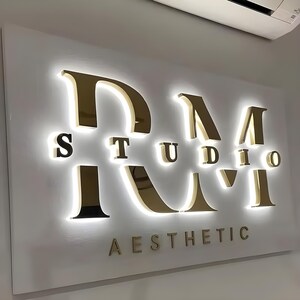 Custom Backlit Metal Sign, Salon Logo Sign, LED Reception Sign, 3D Business Signboard, Storefront Sign, Boutique Sign, Halo Lit image 9