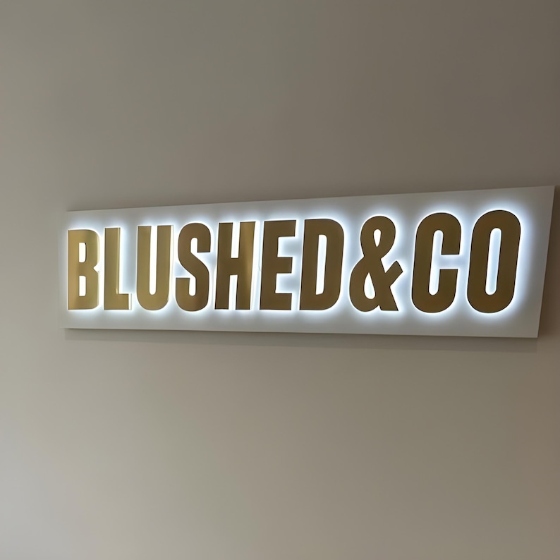 Custom Backlit Metal Sign, Salon Logo Sign, LED Reception Sign, 3D Business Signboard, Storefront Sign, Boutique Sign, Halo Lit image 8