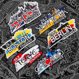 Adesivi per i finisher della World Marathon Major (Berlino, Boston, Chicago, Londra, New York City, Tokyo)