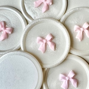 Adhesivo de cera con lazo rosa Adhesivo de cera para boda Adhesivo de cera con lazo rosa ruborizado Sello de cera adhesivo Lazo rosa claro Cera para invitación de baby shower