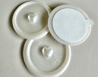 Pegatina de sello de cera con forma de corazón, sello de cera 3D con forma de corazón, sello de cera con forma de corazón 3D con forma de perla, invitación de boda, sello de cera con forma de corazón blanco con forma de perla, invitación de boda de lujo