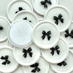 Adesivo con sigillo di ceralacca con fiocco nero per matrimonio, fiocco nuziale, invito per matrimonio, fiocco coccoloso, adesivo con sigillo di ceralacca nero, tabella dei posti a sedere per matrimonio, segnaposto con sigillo di ceralacca