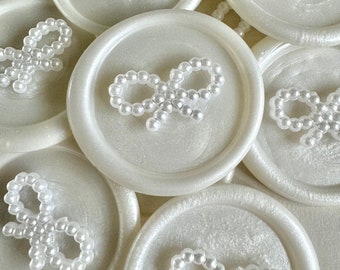 Decoración de despedida de soltera con lazo de perla, plano de asientos de perla, decoración de boda con lazo de perla, recuerdo de fiesta, pegatina, sello de cera, lazo, temática de perla, fiesta de cumpleaños