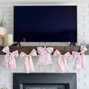 Coquette Baby Shower Backdrop Coquette Bow Baby Shower Decoration Bow Garland 1st Birthday Girl Party Bow Decor Gender Reveal Toile de Jouy