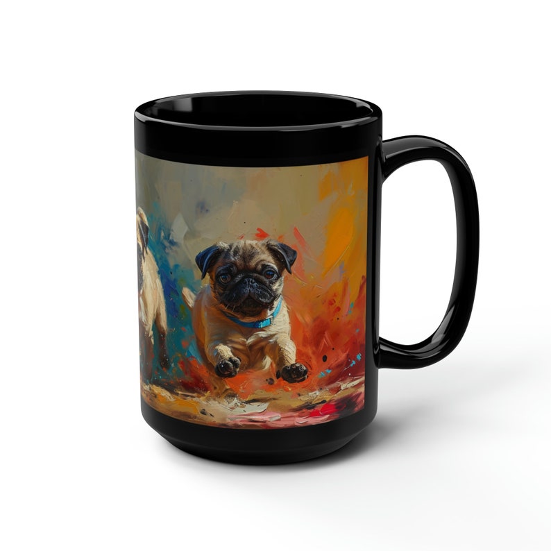 Abstract Art Pug Puppies, Great Gift for Pug Lovers, Pugs and Coffee ...