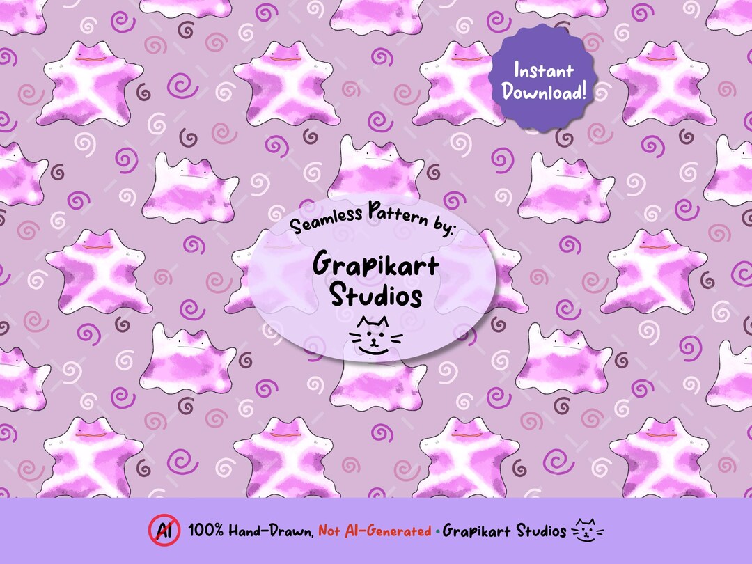 Retro Style Pokémon-inspired Seamless Repeating Pattern | 300 DPI PNG ...