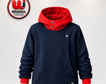 Yuji Itadori Inspired Hooded Jacket, Navy Red Cosplay Outerwear (Fan Inspired)