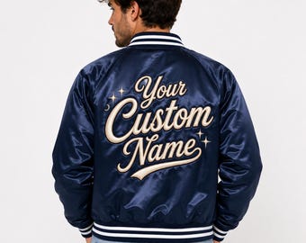 Chaqueta universitaria de satén personalizada, abrigo estilo Letterman bordado, ropa deportiva unisex de estilo urbano.