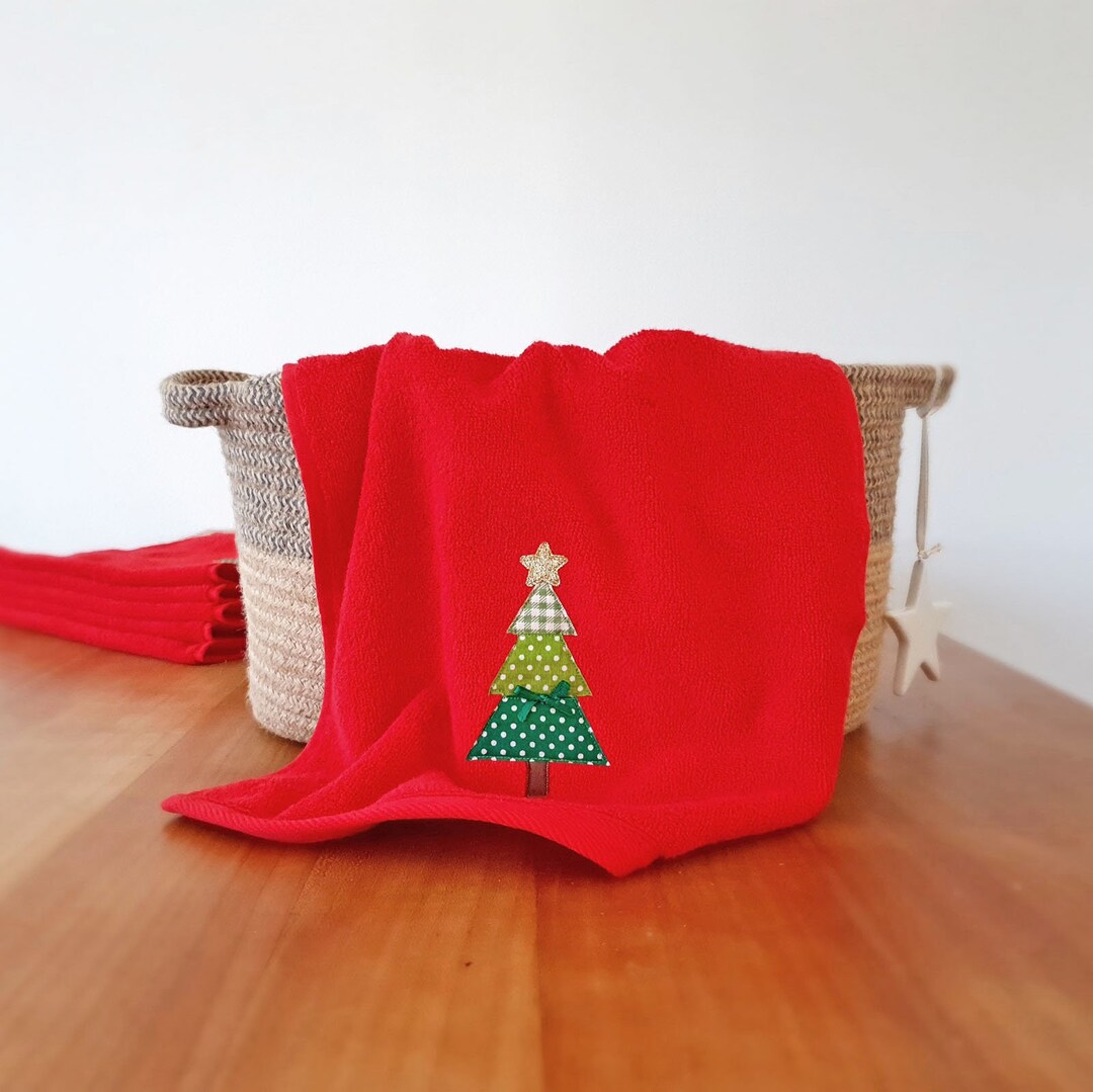 Christmas Guest Towel Red Etsy