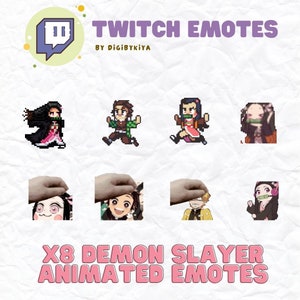 Animated Twitch Emote, Demon Slayer,  Nezuko, Tanjiro, Zenitsu, Cute Emotes, Pixel Style - Ready to Use for Streamers