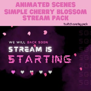 Animated Stream Pack Overlay Simple Cherry Blossom Pink Twitch Streaming Package Cozy Aesthetic | Affordable