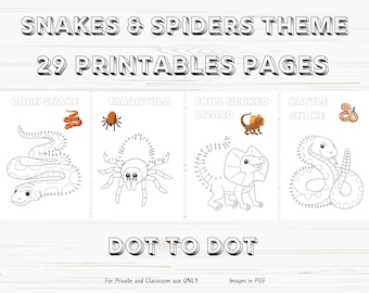 29 Spider & Snake Dot to Dot | Coloring Pages Kids and Toddlers | Connect the Dots | Dot-to-Dot Activity Pages | Digital Coloring Printable