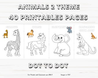 40 Animals Dot to Dot | Coloring Pages Kids and Toddlers | Connect the Dots | Dot-to-Dot Activity Pages | Digital Coloring Printable