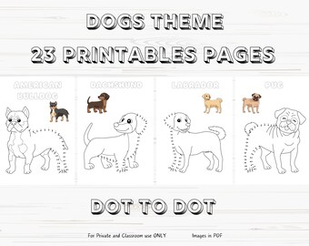 23 Dog Dot to Dot | Coloring Pages Kids and Toddlers | Connect the Dots | Dot-to-Dot Activity Pages | Digital Coloring Printable