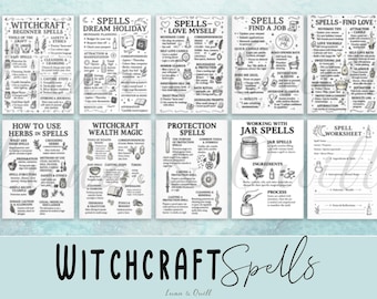 Beginner Book of Shadows Printable – Easy Witchcraft Planner, Spell Book Pages, Digital Grimoire Kit