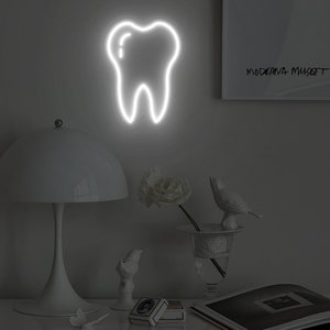 Tooth Neon Sign| Custom Gift for Dentist |Dental Hygienist Gift| White Tooth LED | Dental Clinic Sign| Dental Office Decor| USB Available