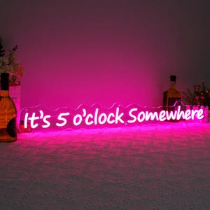It's 5 o'clock Somewhere Neon Sign, Bar Led  Neon Sign, Cocktail Bar decor, Fantasy LED Art decor,Home Bar Decor, Tiki Bar Wall Art Quote