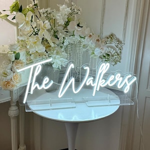 Letrero de neón personalizado para mesa, letrero de boda independiente personalizado, decoración de mesa para recepción de boda, luz decorativa para fiesta, placa de neón para escritorio, letrero de neón con soporte