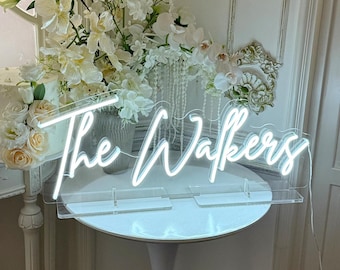 Custom Neon Table Sign,Custom Free Standing Wedding Sign,Wedding Reception Table Decor,Party Decor Light,Desk Neon Plate,Neon Sign On Stand