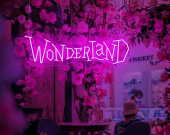 Wonderland Led Sign, Kids Room Decor, Pink Wall Decor, Wonderland Neon Sign, Custom Name Neon Sign, Girl Room Led Sign, Wonderland Led Signs