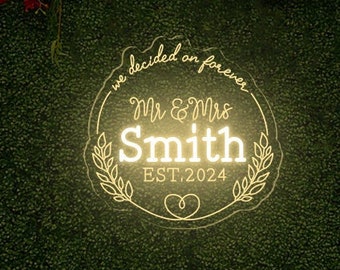 Custom Last Name Neon Sign, Wedding Backdrop Decor