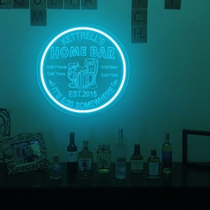 Custom Name Bar Sign, Neon Bar Sign, 5 o&#39;clock somewhere, LED Light Sign for Home Bar, Pub Beer Signage,Man Cave Sign,Unique Gifts for Him
