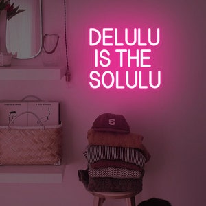 Delulu は Solulu LED サイン、ガーリーなピンクの装飾、新築祝いのギフト、面白いギフト、カスタム壁掛けライト、ガールフレンドへのギフト、トレンディで楽しいデザイン