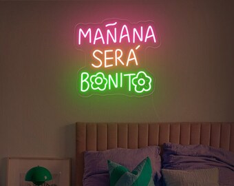 Mañana Sera Bonito Neon Sign, Music Wall Sign, Studio Wall Decoration, Music room wall art, Bedroom Decor Led Light, Bichota Season