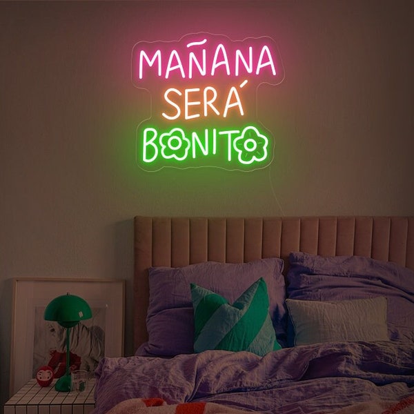 Mañana Sera Bonito Neon Sign, Music Wall Sign, Studio Wall Decoration, Music room wall art, Bedroom Decor Led Light, Bichota Season