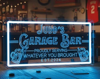 Gepersonaliseerde led-neonreclame garagebar – Custom Man Cave Decor