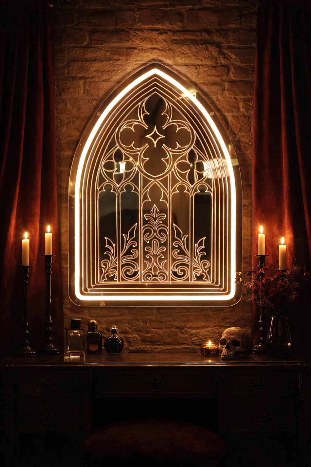 Gothic Display Sign Gothic Mirror Neon Sign,gothic Cathedral Window Neon Sign,goth Decor ...