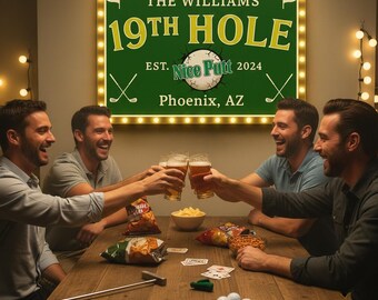 Personalized Golf Marquee LED Sign: Home Bar Decor