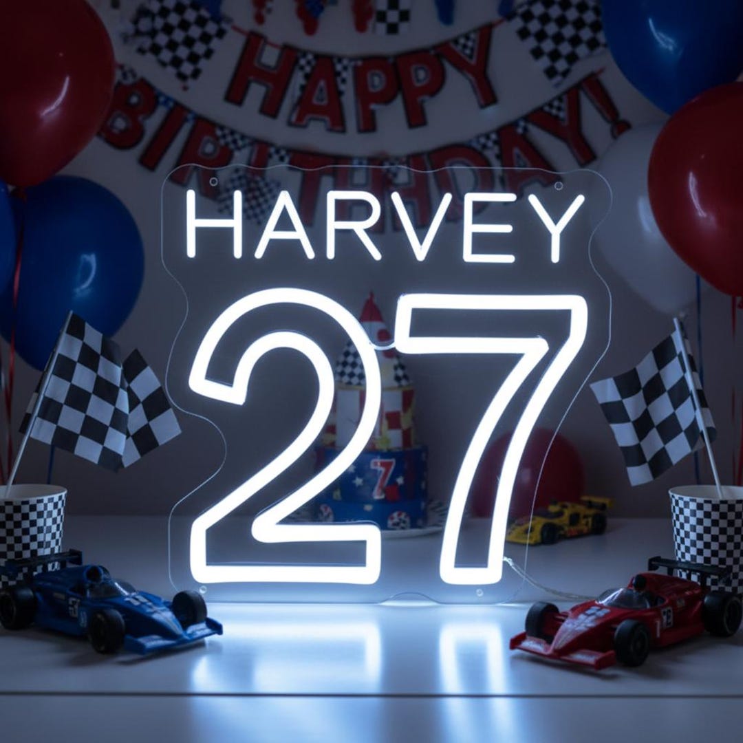 Custom Racing Number LED Neon Sign, Garage Decor - Etsy