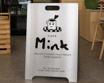 Custom Metal A Frame Sign, Personalized Sidewalk Business Sign, Sandwich Board Display, Storefront Sign for Salon Cafe Boutique Market