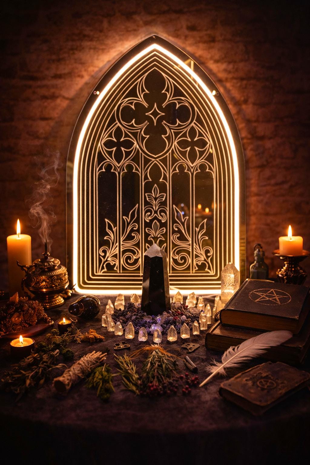 Gothic Display Sign Gothic Mirror Neon Sign,gothic Cathedral Window Neon Sign,goth Decor ...