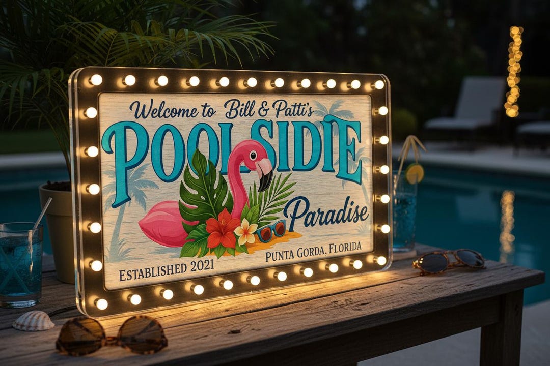 Pool Oarty Signs Custom Pool Bar Marquee Sign: Waterproof LED Patio Decor - Etsy