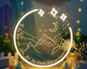 ACOTAR Night Court Neon Sign: Mountain Stars Book Lover Gift