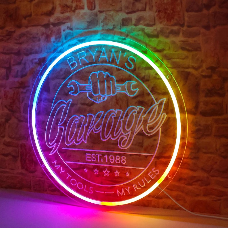 Neon Bryan Custom Garage Color Changing LED Neon Sign: Man Cave Decor - Etsy
