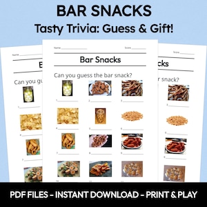 Bar Snacks Picture Quiz: Printable Pub Trivia Game (PDF Download)