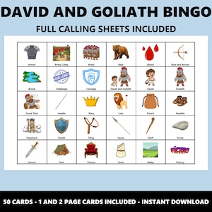 Bingo de David y Goliat: Juego de bingo con temática bíblica (Descarga instantánea) imagen 3