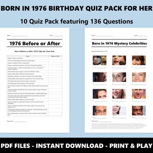 1976 Birthday Quiz Bundle For Her: 50th Birthday Trivia (Instant PDF Download) image 5