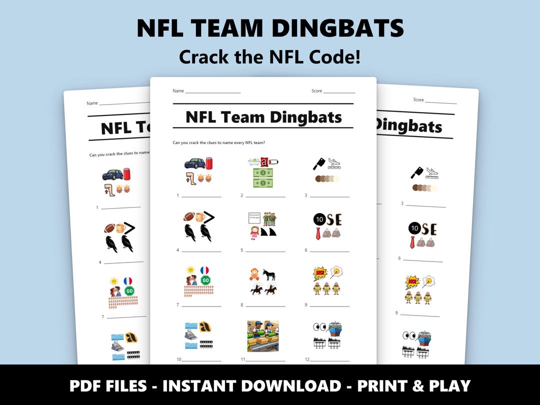 Brain Riddles Nfl Teams NFL Team Dingbats Picture Quiz: Fun Football Logo Brain Teasers for ...