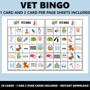 Vet Bingo: Fun 50 Card Veterinary Themed Bingo Game (Instant Download) image 2
