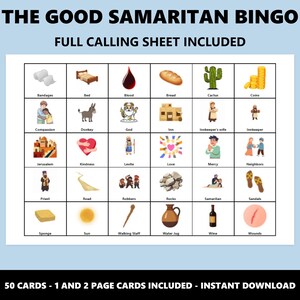 Der barmherzige Samariter Bingo: Bibel Gleichnis Themed Bingo Spiel (Instant Download) Bild 3