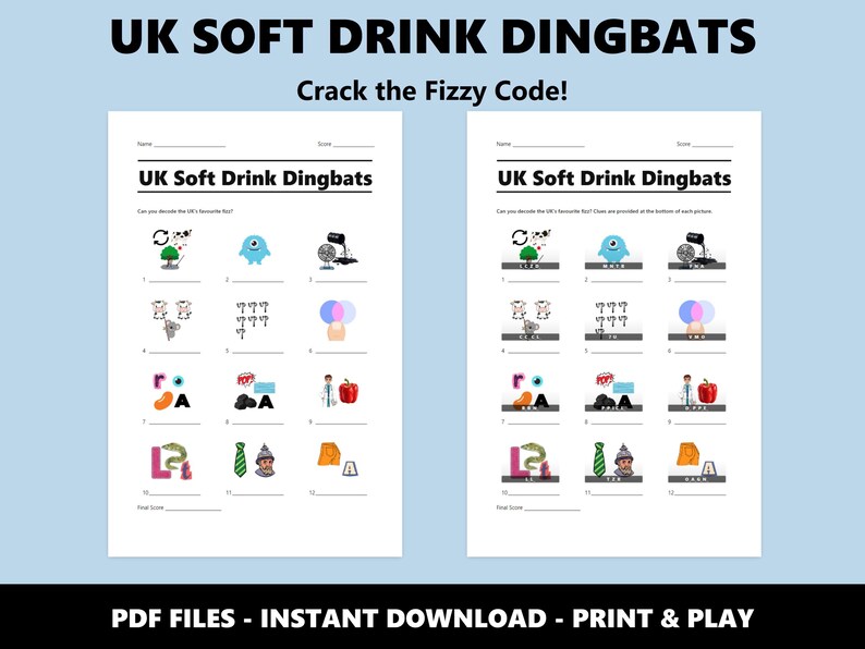 Britse frisdrank Dingbats-quiz: Britse hersenkraker (pdf-download) afbeelding 2